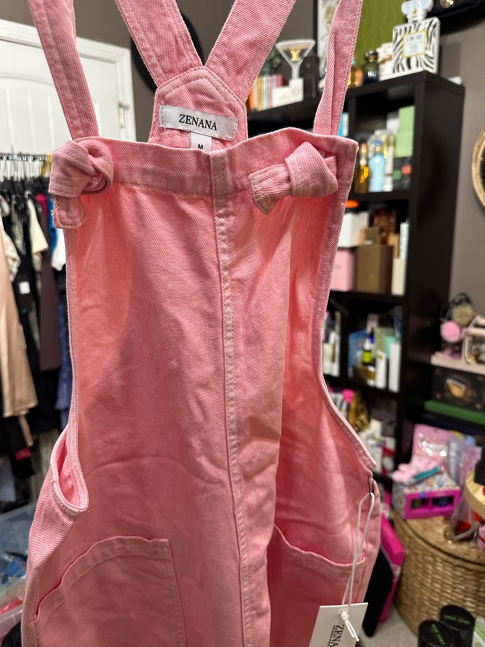 Zenana Outfitters Pink Cotton Overall romper (pants) new with tags